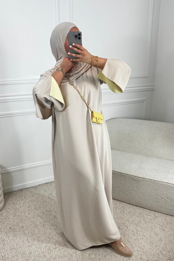 Abaya souha – beige et jaune