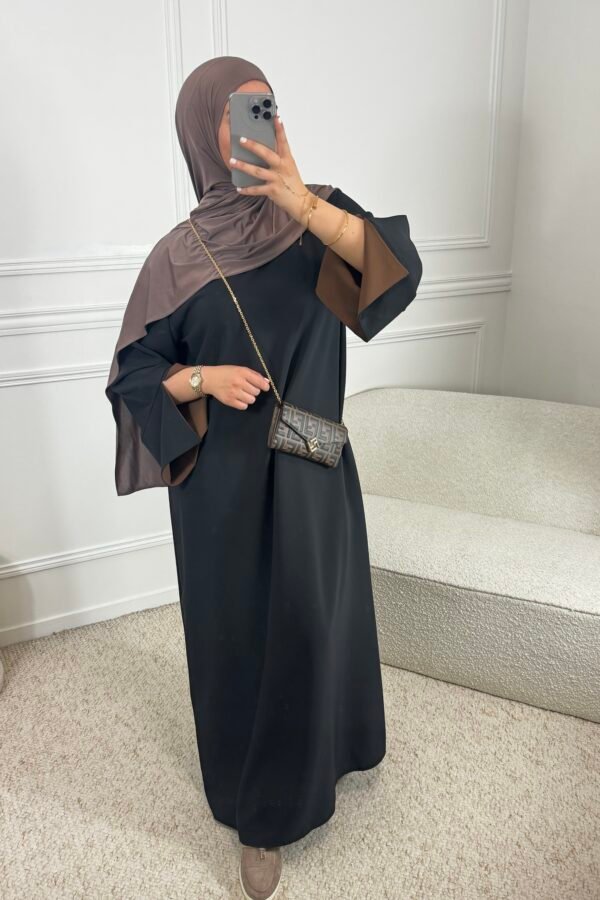 Abaya souha – noir et marron