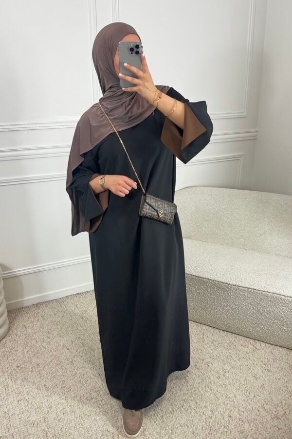 Abaya souha – noir et marron