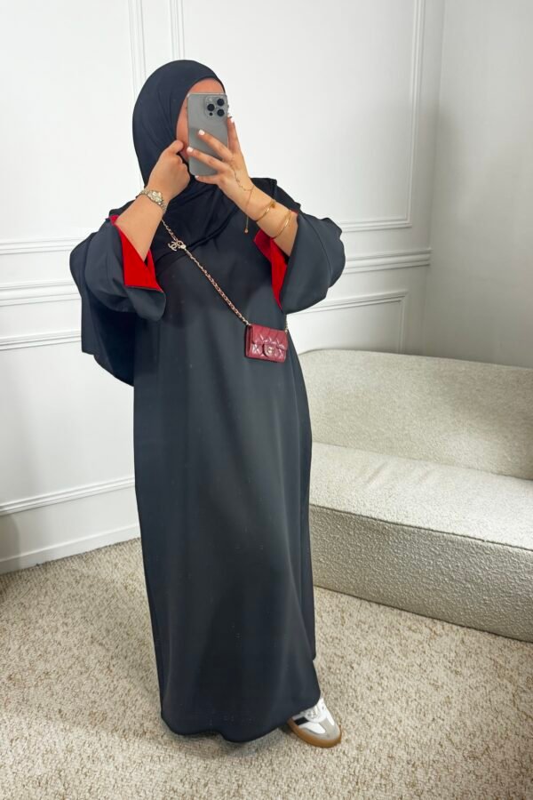 Abaya souha – noir et rouge