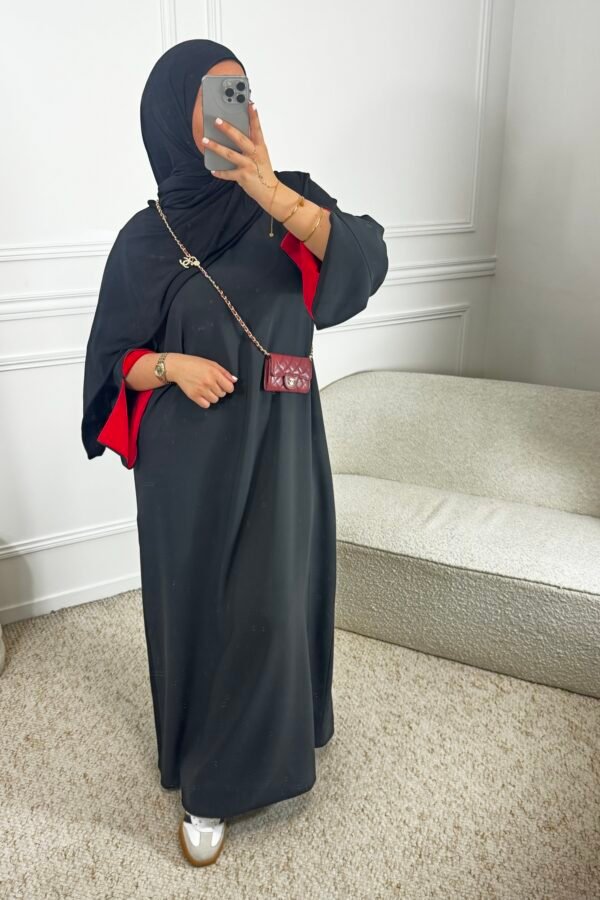 Abaya souha – noir et rouge