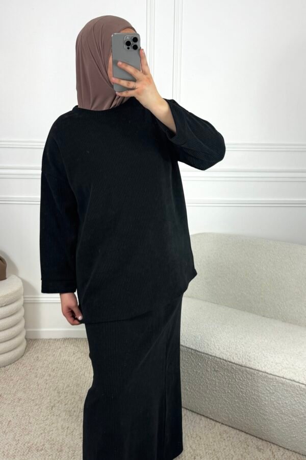 Set jupe velours côtelé  – noir