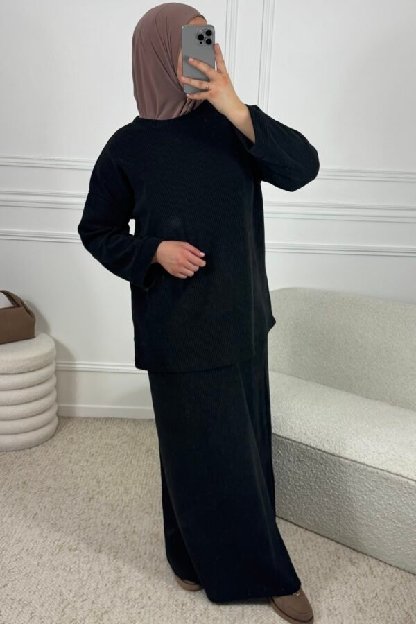 Set jupe velours côtelé  – noir