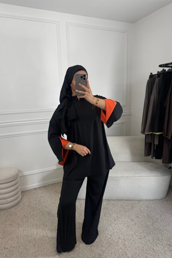 Burkini bicolore – noir et orange